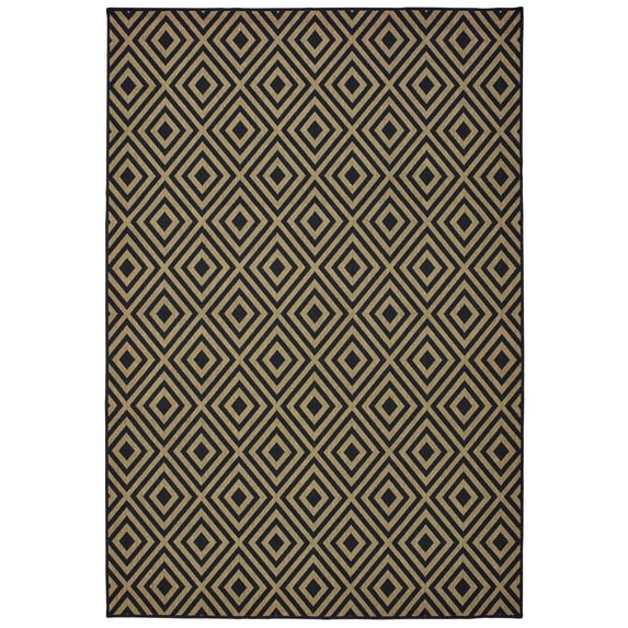 Moretti Parker Area Rug 2335K Black Diamond Diagonals 3' 7" x 5' 6" Rectangle