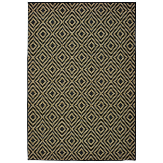 Moretti Parker Area Rug 2335K Black Diamond Diagonals 8' 6" x 13' 0" Rectangle