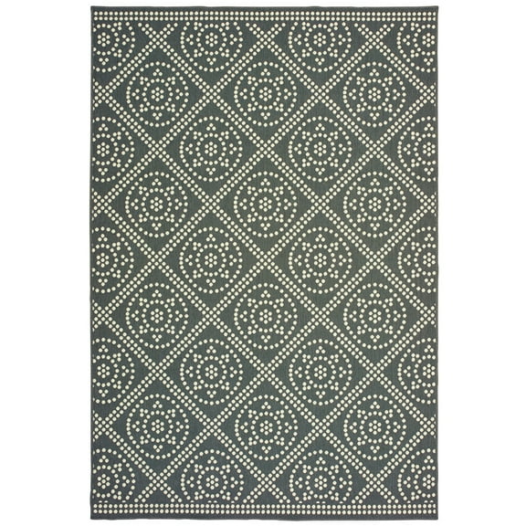Moretti Parker Area Rug 3969L Grey Rings Petals 2' 3" x  7' 6" Rectangle