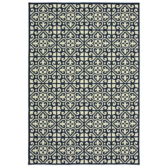 Moretti Parker Area Rug 5927B Ivory Angled Curves 2' 3" x 7' 6" Rectangle