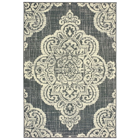 Moretti Parker Area Rug 5929E Grey Paisley Scrolls 2' 3" x 7' 6" Rectangle