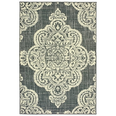 Moretti Parker Area Rug 5929E Outdoor Grey Paisley Scrolls 2' 5" x 4' 5" Rectangle
