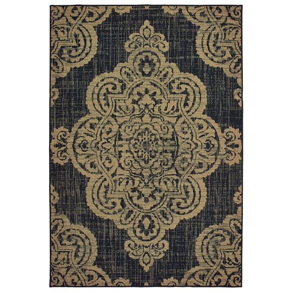 Moretti Parker Area Rug 5929K Black Scrolls Curves 3' 7" x  5' 6" Rectangle