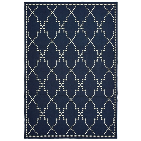 Moretti Parker Area Rug 7765B Navy Lines Dotted 2' 3" x 7' 6" Rectangle