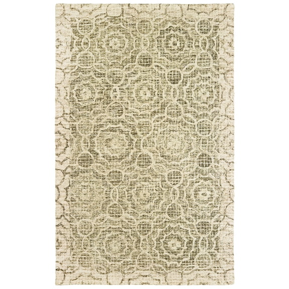 Moretti Pride Area Rug 55606 Green Rings Petals 8' x 10' Rectangle