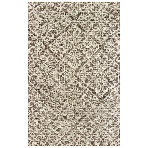Moretti Pride Area Rug 55607 Brown Scrolls Petals 2' 6" x 8' Rectangle
