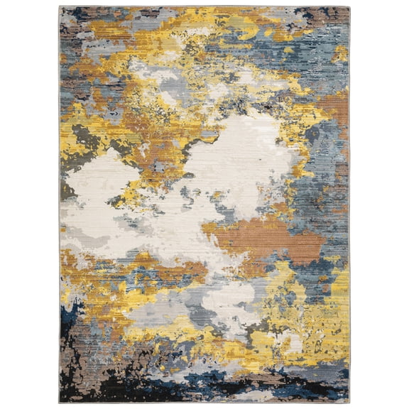 Moretti Quark Area Rug 530V8 Yellow Stained Bleached 7' 10" x 10' 10" Rectangle