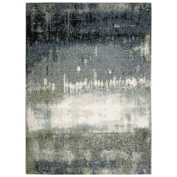 Moretti Quark Area Rug 5571H Blue Gradient Smeared 9' 10" x 12' 10" Rectangle