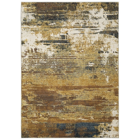 Moretti Quark Area Rug 8020X Gold Rusted Lines 6' 7" x 9' 6" Rectangle
