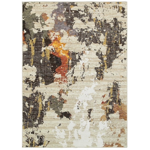 Moretti Remark Area Rug 7770J Beige Splotched Splashes 2' 3" x 8' Rectangle