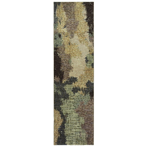 Moretti Remark Area Rug 8011B Contemporary Blue Shaded Faded 2' 6" x 12' Rectangle