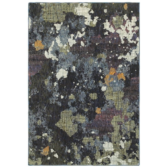Moretti Remark Area Rug 8029A Contemporary Navy Splotched Splattered 10' x 13' 2" Rectangle