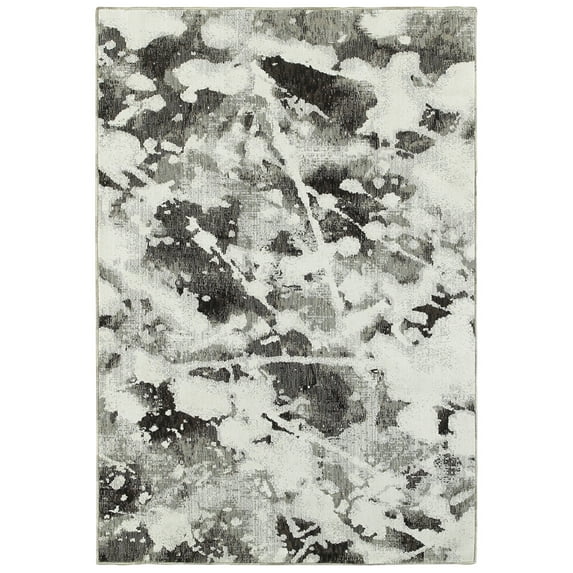 Moretti Remark Area Rug 8035B Charcoal Snowflakes Winter 1' 10" x 3' 2" Rectangle