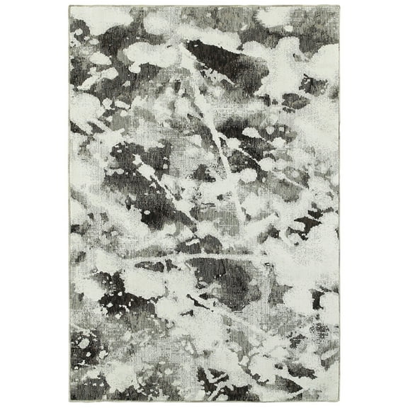 Moretti Remark Area Rug 8035B Contemporary Charcoal Snowflakes Winter 7' 10" x 7' 10' Round