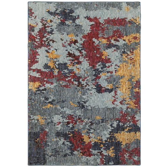 Moretti Remark Area Rug 8036C Contemporary Blue Shaded Faded 10' x 13' 2" Rectangle