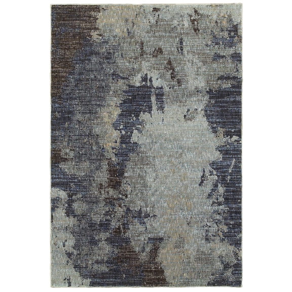 Moretti Remark Area Rug 8049B Navy Shaded Lined 8' 6" x 11' 7" Rectangle