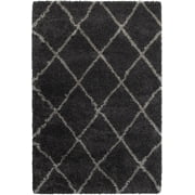 Moretti Reserve Shag Area Rug 090K1 Charcoal Diamonds Diagonal 2 3" x 7 6" Rectangle
