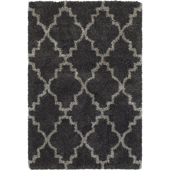 Moretti Reserve Shag Area Rug 092K1 Charcoal Ogee Curves 1' 10" x 3' 3" Rectangle