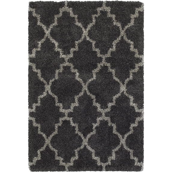 Moretti Reserve Shag Area Rug 092K1 Charcoal Ogee Curves 6' 7" x 9' 6" Rectangle