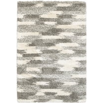 Moretti Reserve Shag Area Rug 565J9 Grey Rows Banded 1' 10" x 3' 3" Rectangle