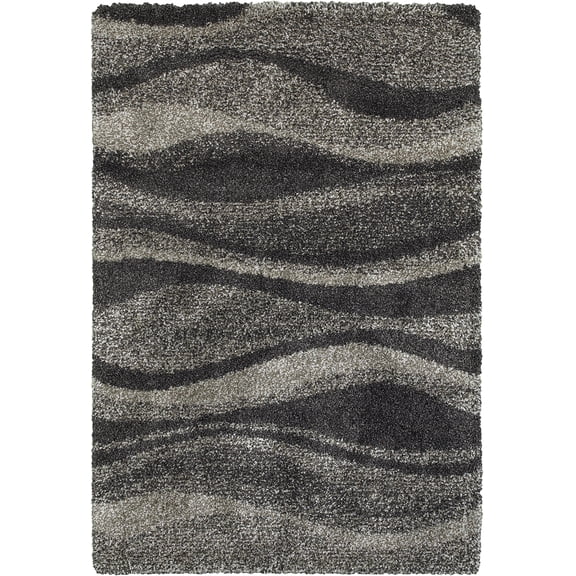 Moretti Reserve Shag Area Rug 5992E Grey Waves Curves 6' 7" x 9' 6" Rectangle
