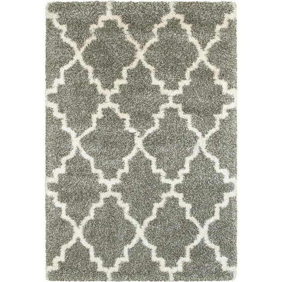 Moretti Reserve Shag Area Rug 9.2E+10 Grey Angled Curves 1' 10" x  3' 3" Rectangle