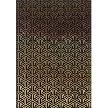 Moretti San Torino Area Rug 2862C Black Isometric Gradient 9' 10" x 12' 9" Rectangle