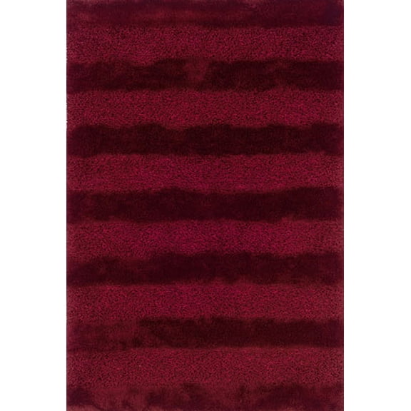 Moretti Skyline Shag Area Rug 27202 Red Shaggy Stripes 8' x 11' Rectangle