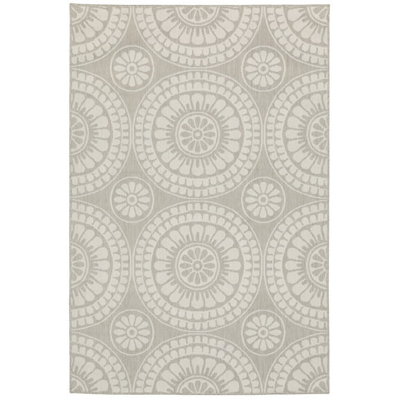 Moretti Sonato Area Rug 1832H Outdoor Grey Rings Loops 5' 3" x  7' 3" Rectangle