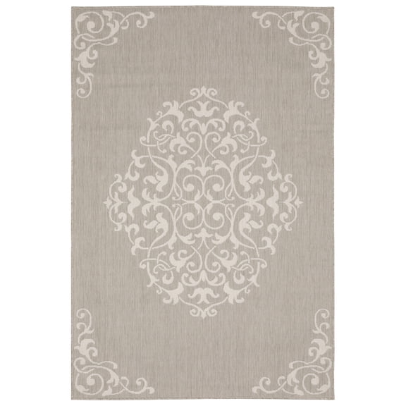 Moretti Sonato Area Rug 6649W Outdoor Grey Medallions Flat 3' 3" x 5' Rectangle