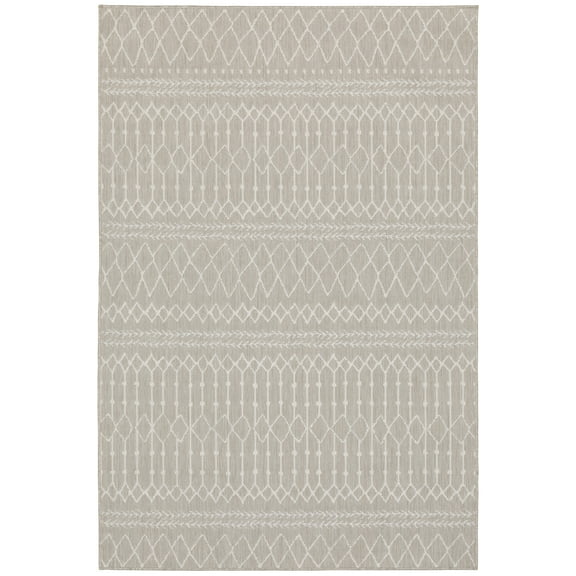 Moretti Sonato Area Rug 670H4 Outdoor Grey Rows Banded 9' 10" x 12' 10" Rectangle