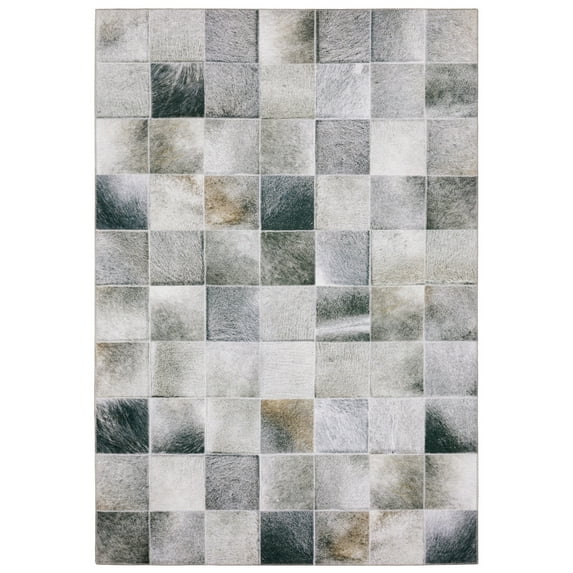 Moretti String Area Rug MYP16 Grey Blocks Cubes 8' 9" x 12' Rectangle