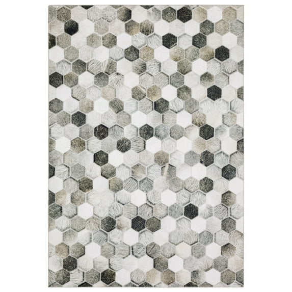 Moretti String Area Rug MYP17 Grey Hexagon Repeated 8' 9" x 12' Rectangle