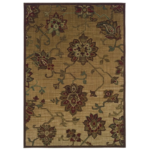 Moretti Tapas Area Rug 054A1 Casual Beige Vines Leaves 9' 10" x 12' 9" Rectangle