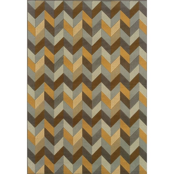 Moretti Thorn Indoor/Outdoor Area Rug 4902X Grey Patio Chevron 7' 10" x 7' 10" Round