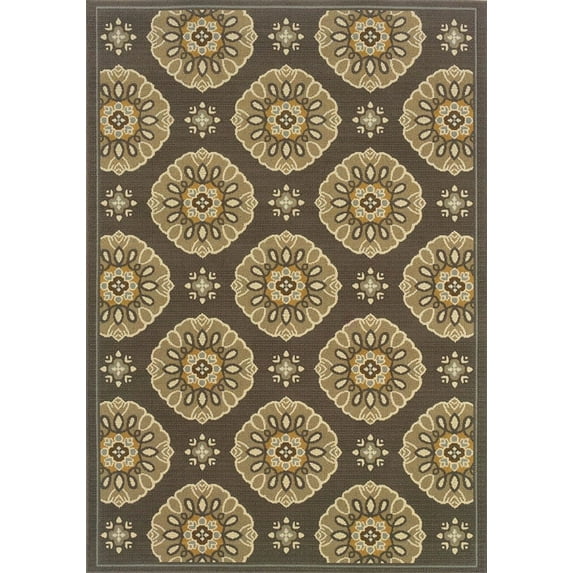 Moretti Thorn Indoor/Outdoor Area Rug 5863N Grey Patio Flowers 6' 7" x 9' 6" Rectangle