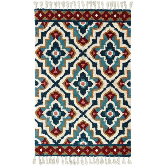Moretti Ursurla Area Rug 61401 Blue Petals Bulbs 10' x 13' Rectangle