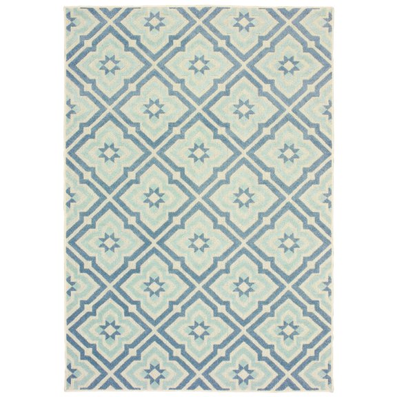 Moretti Vail Area Rug 1801H Outdoor Blue Diagonals Petals