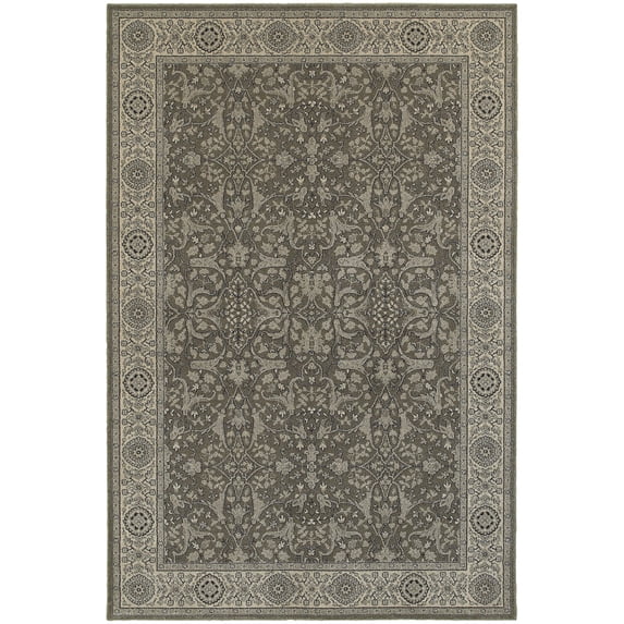Moretti Vert Area Rug 1000 Grey Vines Stems 5' 3" x 7' 6" Rectangle