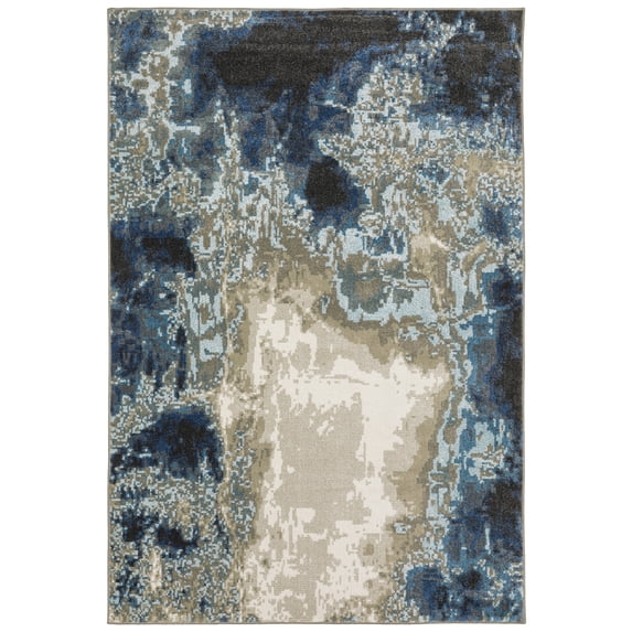 Moretti Viola Area Rug 4151Z Blue Faded Shaded 9' 10" x 12' 10" Rectangle