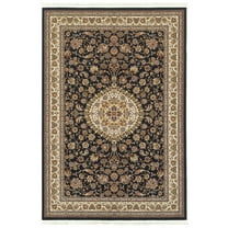 Moretti Wembley Area Rug 033B2 Black Floral Bordered 9' 10" x 12' 10" Rectangle