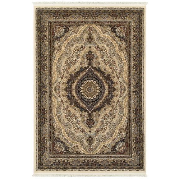 Moretti Wembley Area Rug 111W2 Ivory Bordered Eye 2' 3" x 10' Rectangle