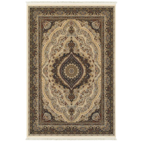 Moretti Wembley Area Rug 111W2 Ivory Bordered Eye 3' 10" x 5' 5" Rectangle