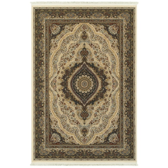 Moretti Wembley Area Rug 111W2 Ivory Bordered Eye 5' 3" x 7' 6" Rectangle