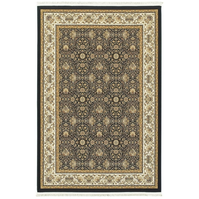 Moretti Wembley Area Rug 1331B Navy Bordered Rings 2' 3" x 10' Rectangle