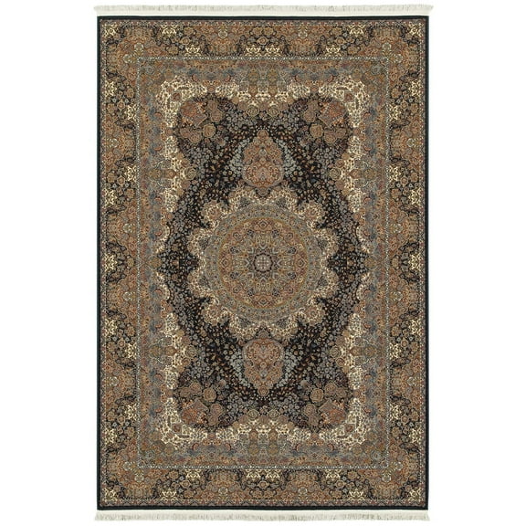 Moretti Wembley Area Rug 5501K Black Wheel Rings 2' 3" x 10' Rectangle