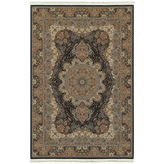 Moretti Wembley Area Rug 5501K Black Wheel Rings 6' 7" x 9' 6" Rectangle
