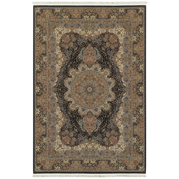 Moretti Wembley Area Rug 5501K Black Wheel Rings 7' 10" x 10' 10" Rectangle