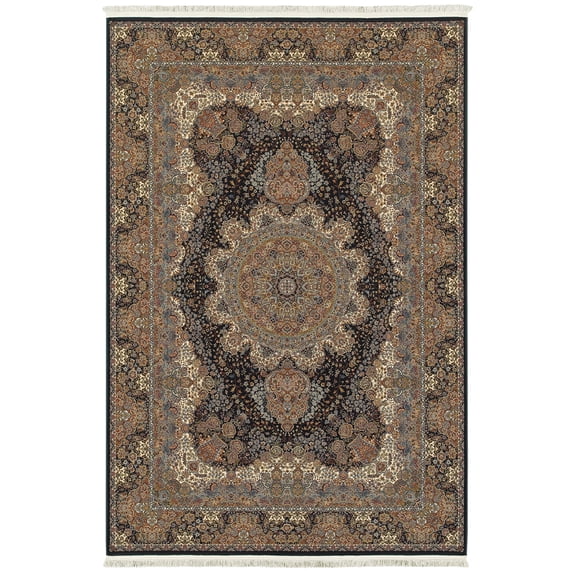 Moretti Wembley Area Rug 5501K Black Wheel Rings 9' 10" x 12' 10" Rectangle