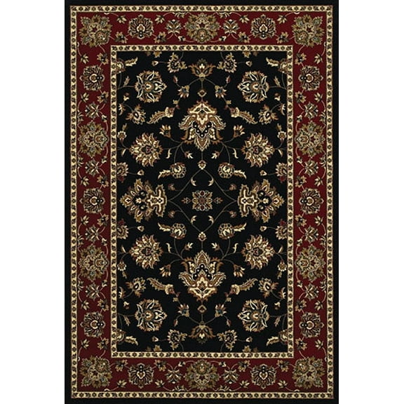 Moretti Wesley Area Rug 623M3 Black Persian Vines 6' 7" x 9' 6" Rectangle
